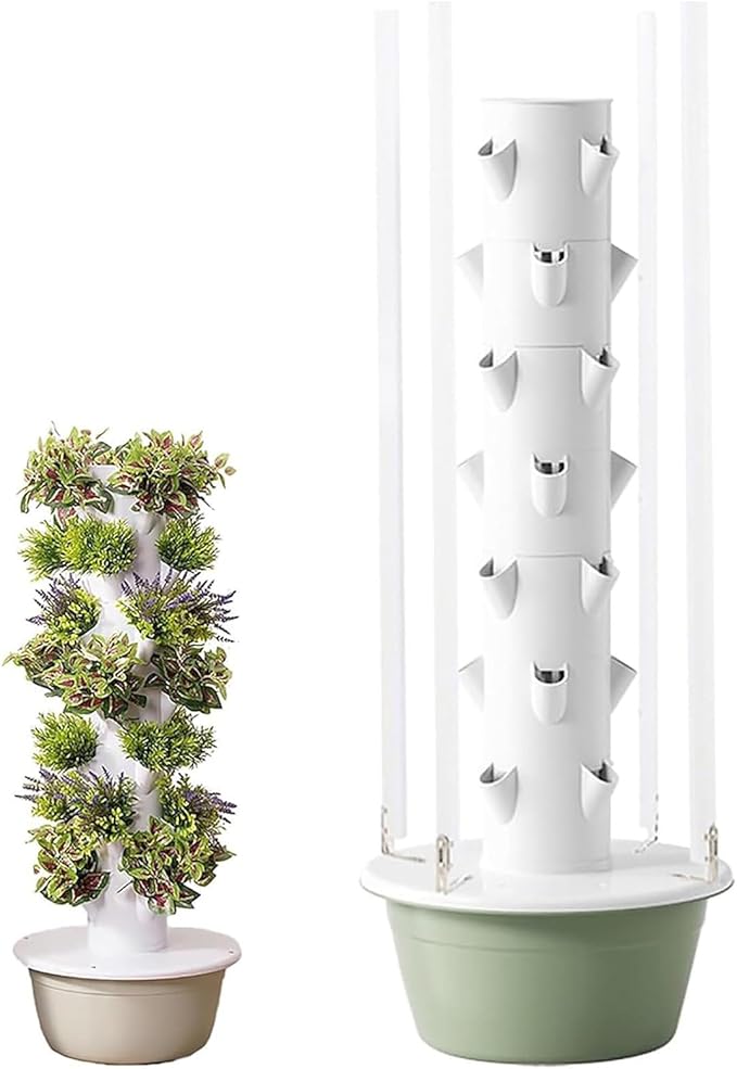 Hydroponics Growing Syst-em Tower Hydroponics Tower Garden Growing Syst-em for Home Garden Vertical Planter with LED Light Tower Hydroponics Sys-TEM for Herbs and Vegetables 5Layer