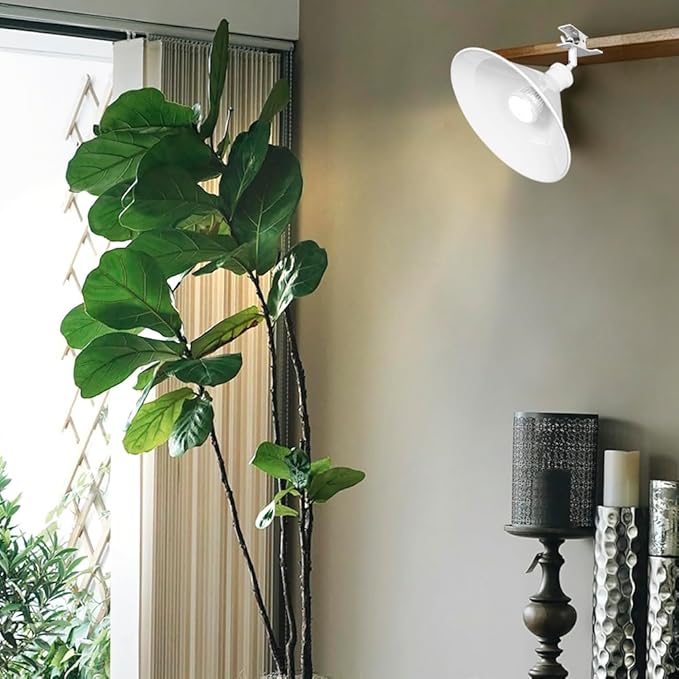 Clip Mount 5.9Ft Plug in Timing Cord Plant Light Full Spectrum White Light White Base White Metal Shade Adjusted Angle Modern Clamp Light for Indoor Plants