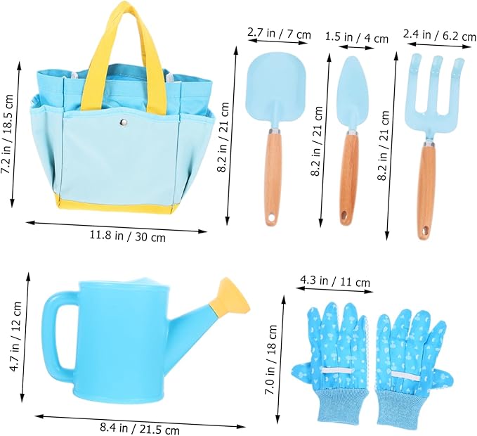 KESYOO 1set Boys and Girls Garden Tools Set Lightweight Gardening Kit for Toddlers Includes Watering Can Trowel Rake and Storage Bag for Outdoor Planting and Transplanting Activities