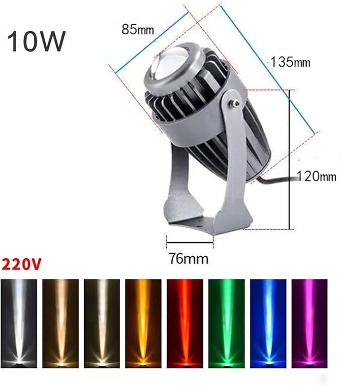 10W Spotlight Led Beam Light - Led Spot Lights IP66 Waterproof Outdoor Long-Range Wall Washerspotlight AC 220V Landscape Lighting Ultra-Bright Rotation Spotlight(Blue)