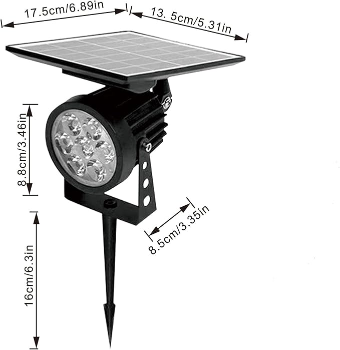 Outdoor LED Spotlight Waterproof Solar Spot Lights Bright Flag Light with Spiked Stand Landscape Automatic Mini Lawn Lamp 4.4W Graden Light Decorative Courtyard Warm White