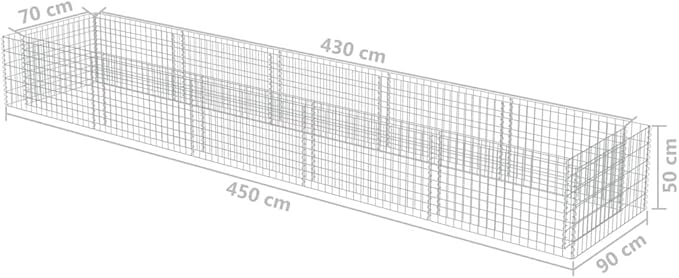 SKM Gabion Raised Gabion Raised Bed Galvanised Steel 177.2x35.4x19.7