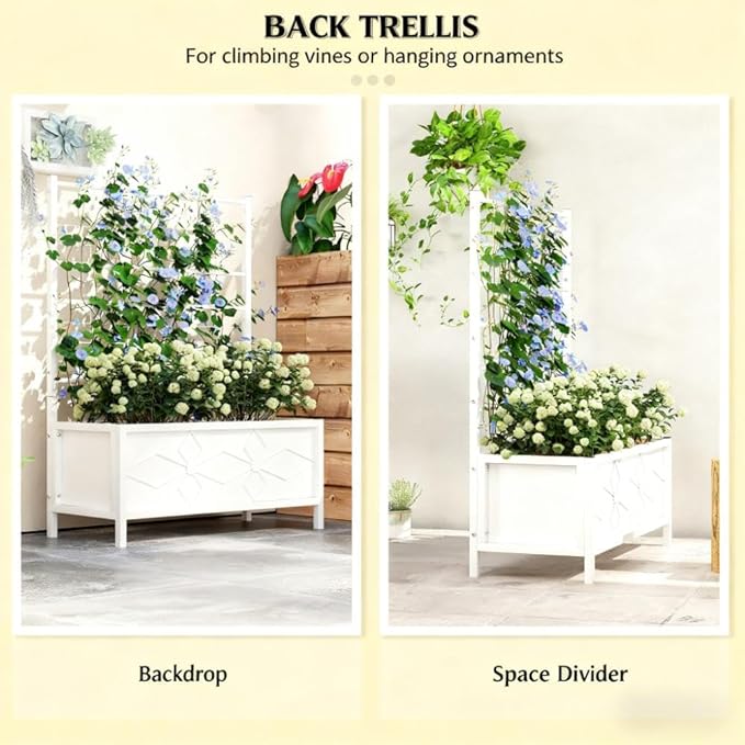 Garden Bed with TrellisOutdoor Planter Box Galvanized Raised Garden Bedfor Climbing Vines