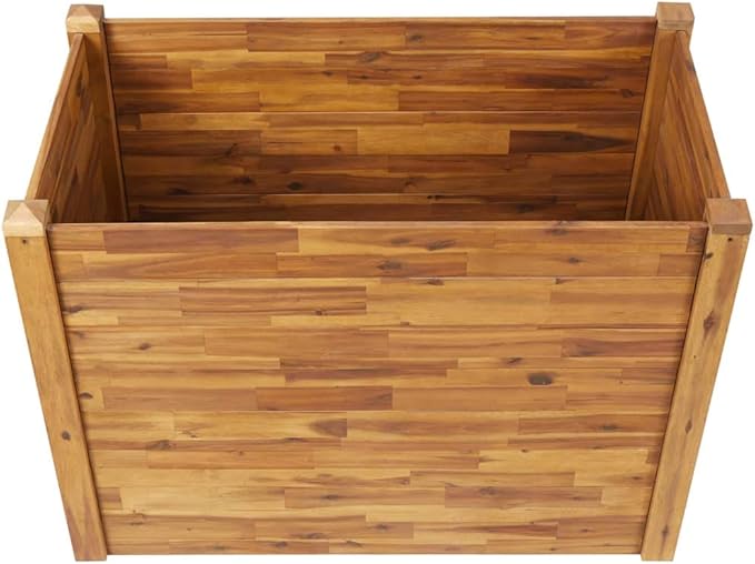 Outdoor Wooden Garden Raised Bed Raised Garden Bed Flower or Vegetable Planter Box for Garden Yard Wood Box for Planting 43.3x23.6x33.1 Solid Acacia Wood