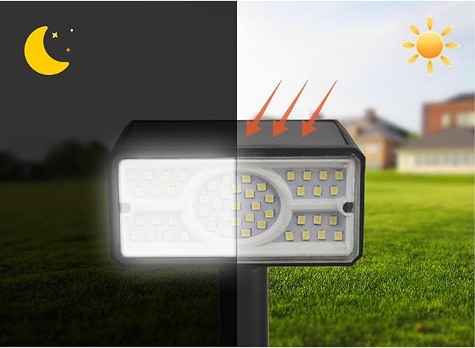 flexman Solar Spot Light 49 LEDs IP65 Solar Powered Outdoor Landscape Spotlights 8 12 Hours Lighting Time for Villa Courtyard Garden Backyard Lawn Pathway (Warm Light)