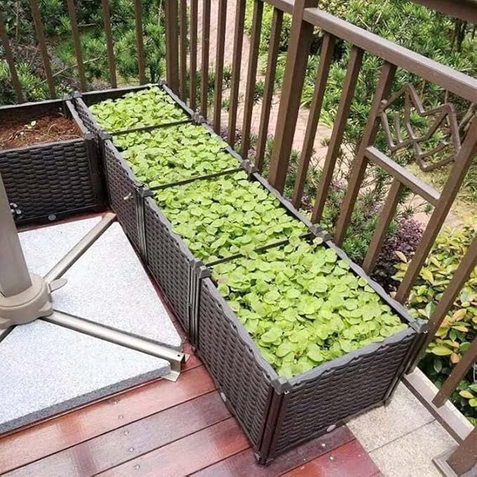 YSUEFIJO Outdoor Raised Garden Bed Raised Garden Bed Kit Plastic Planter Box Indoor Rectangular Planter Raised Beds for Vegetables for Flowers Herbs Fruits