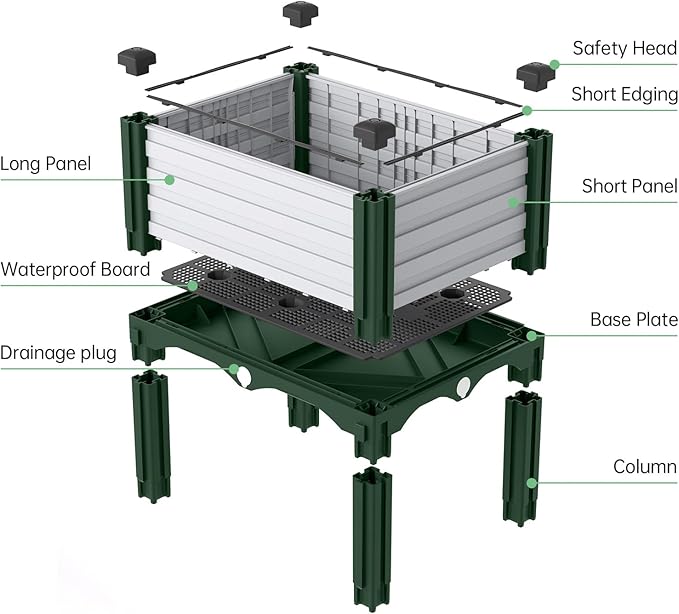 Planter Box Raised Garden Bed with Reinforced Support Rods Drainage Grid Multi-Combination Options for Vegetables Flowers and Herbs Ideal for Balcony and Patio Gardening