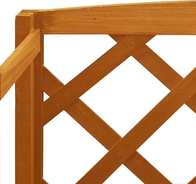 Wooden Garden Planter with Trellis Lattice Panels Freestanding Acacia Wood Plant Raised Bed Raised Bed for Outdoor Climbing Planting Yard Patio Decoration Orange 23.6x11.8x55.1