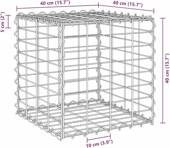 Gabion Raised Bed 15.7 in Steel Wire Cube Planter Box Modern Industrial Look for Garden Patio Outdoor Privacy Screen Decor