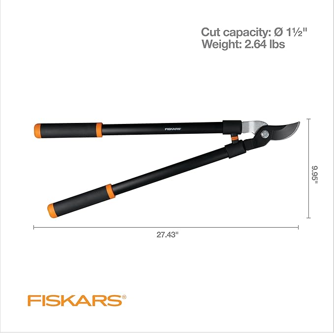 Fiskars 28 Loppers for Tree Trimming Heavy Duty Rust-Resistant Sharp Bypass Steel Blade Loppers Branch Cutter up to 1.5 Diameter Cut Capacity Shock-Absorbing Handle Garden Tools