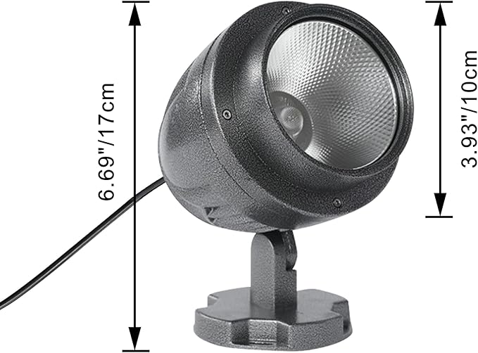 Kiven IP65 Waterproof LED Landscape Up Down Ligh Grey Circular Decorative Spotlight Lamp with Plug-in Cord and Timer for Indoor Outdoor House Yard Step Statue LED Lawn Light (10W Warm White)