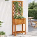 Solid Acacia Wood Planter with Trellis 11.6x21.7x59.8 Inch Oiled Finish for Climbing Outdoor Plants Garden &amp Patio Decor