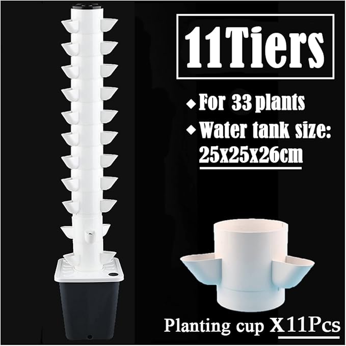Hydroponic Tower Growing Sytem Balcony Hydroponic Growing System Detachable Colonization Cups Home Garden Farm Greenhouse Vertical Tower Planters Easy to Install and Operate (Bianco 11)