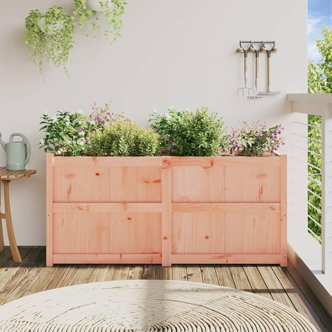 Wooden Raised Garden Bed Garden Planter Box Outdoor Wood Raised Garden Bed for Planting Plants Vegetables 59.1x19.7x27.6 Solid Wood Douglas-257