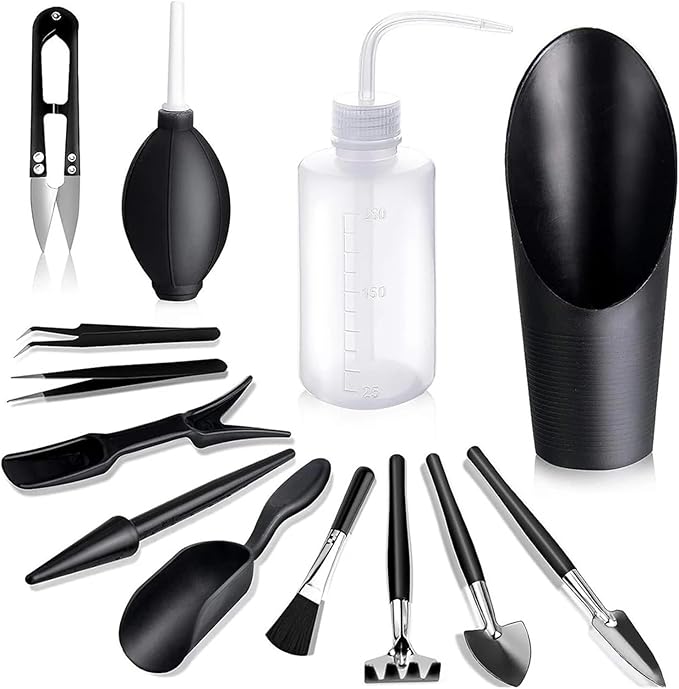13 Pcs Mini Garden Tool Set Transplanting Tools Succulent Care Kit for Miniature Gardening Plant(Green)