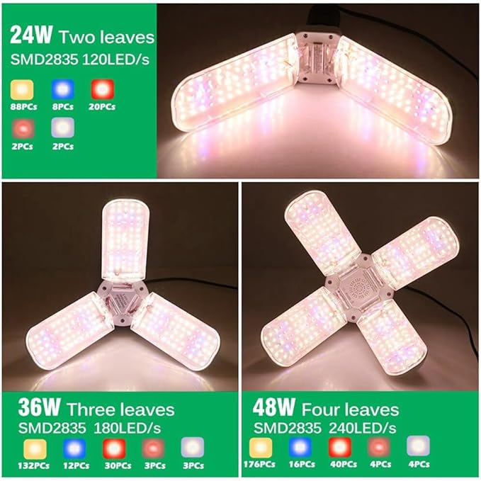 LED Grow Light Foldable Phyto Lamp for Indoor Plants Bloom Flowering Grow Lamps Garden E27 1 Piece B