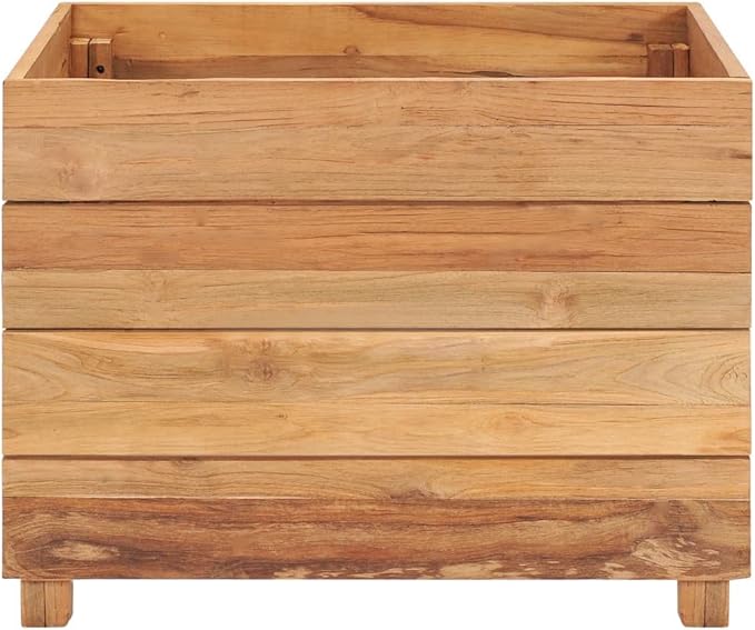 vidaXL Raised Bed Raised Planting Bed Garden Grow Bags Herb Flower Vegetable Plants Bed Rectangle Planter 59.1x15.7x28.3 Solid Wood Teak and Steel