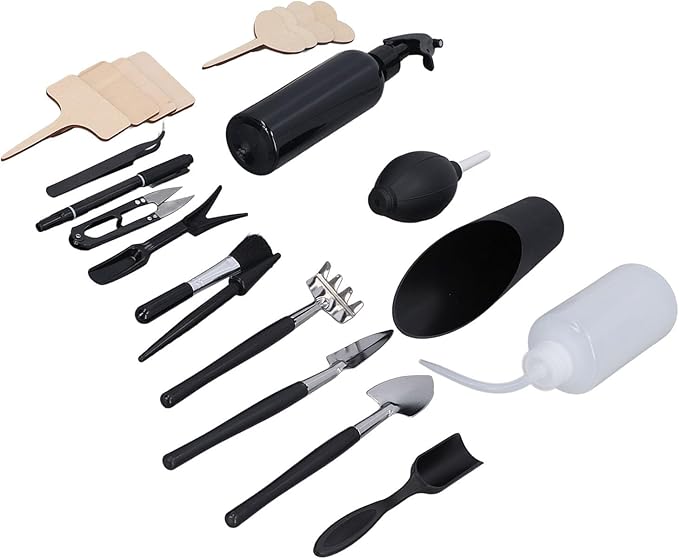 23 Piece Tool Set Miniature Garden Transplanting Tools Set for Bonsai Plants Small Houseplants
