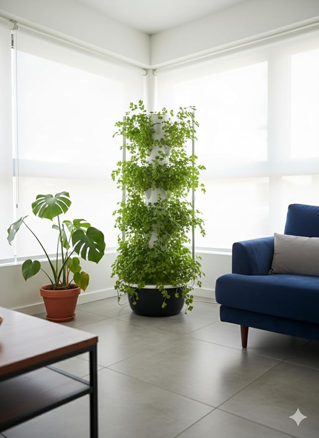 7-Tier Vertical Hydroponic Tower Garden 28-Plant Indoor Growing System with Full Spectrum LED Lights &amp Quiet Water Pump Smart Timer for Herbs &amp Vegetables