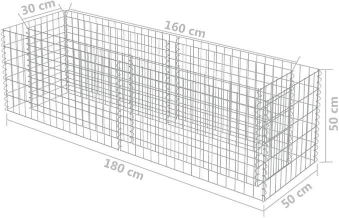 Gabion Raised Bed Gabion Planter Raised Bed Gabion Basket for Outdoor Garden Yard Galvanised Steel 70.9inchx19.7inchx19.7inch Silver