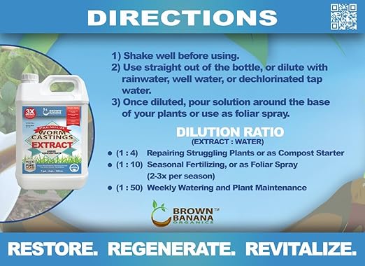 Organic Worm Castings Extract - Natural Liquid Plant Food for Stronger Roots Bigger Blooms and Healthier Soil Liquid Worm Tea Concentrate - 1 Gallon