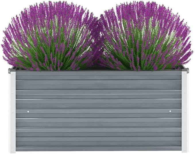 Garden Raised Bed Galvanized Steel 39.4x15.7x17.7 Gray