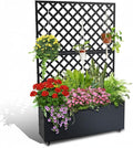 CuisinSmart Metal Raised Garden Bed with Trellis and Wheels 72.83x46.46x11.81 Planter Box for Climbing Plants Vegetables &amp Vines Features Drainage Holes and Privacy Screen