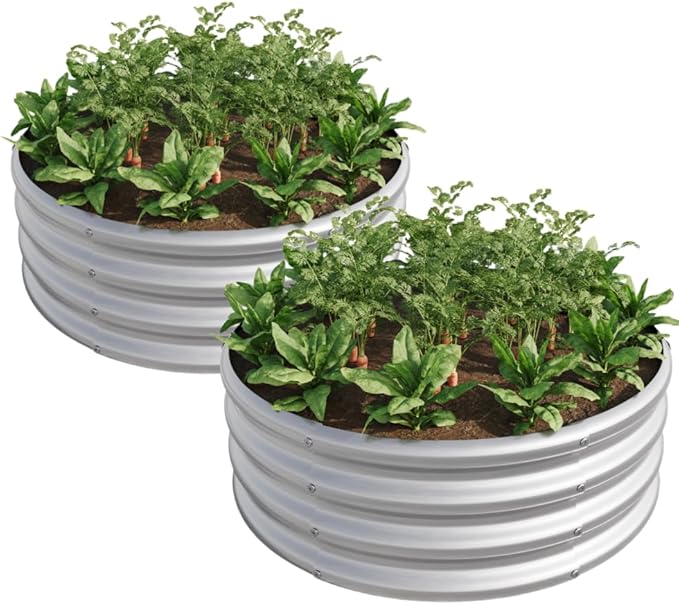 Durable Metal Raised Garden Bed for Vegetables Flowers and Herbs – Rust-Resistant Outdoor Planter Box with Solid Frame (2PCS Silver with 32.08x11.4 inches)