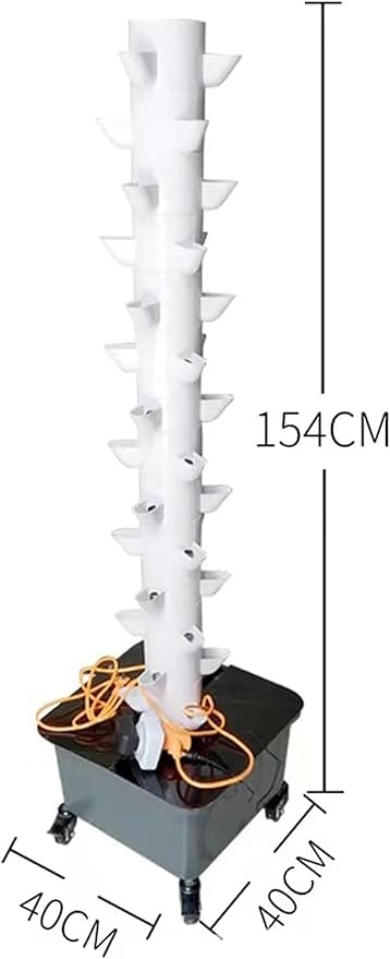 Hydroponic Tower System of Hydroponic Culture Interior Cultivation System Vertical Cultivation Tower 15 Layers 45 Plants with Herbs Mobile Water Tank Fruits