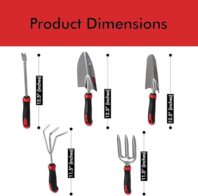 5 Pcs Stainless Steel Garden Tools Set (2 Pcs Hand Transplant Shovel Rake CultivatorShovel and Hand Weeder) Terrace Balcony Gardening Accessories Kit for Home Garden Farming