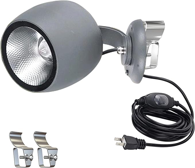 Kiven LED Indoor/Outdoor Waterproof Spotlight with 9.84 FT Plug-in Cord Plug in Accent Light with Vinly Siding Hooks for Plants Porch GardenVinly Siding(Warm White) 10Watts
