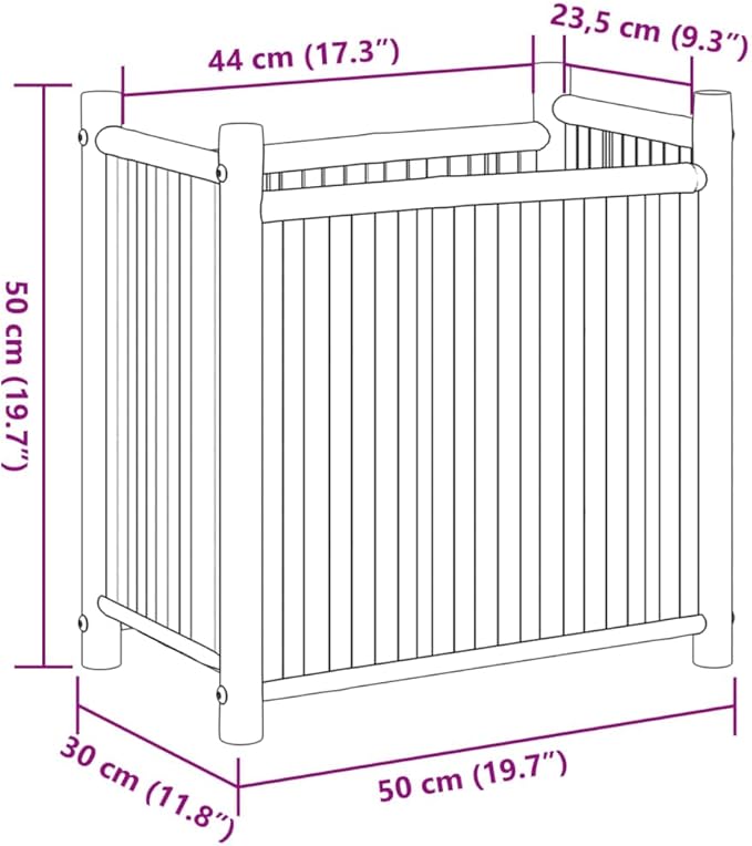 Bamboo Rectangular Raised Planter Box Outdoor 11.8x19.7x19.7 in Medium Elevated Garden Bed w Decorative Inlays for Patio Balcony &amp Veggie Flower Use