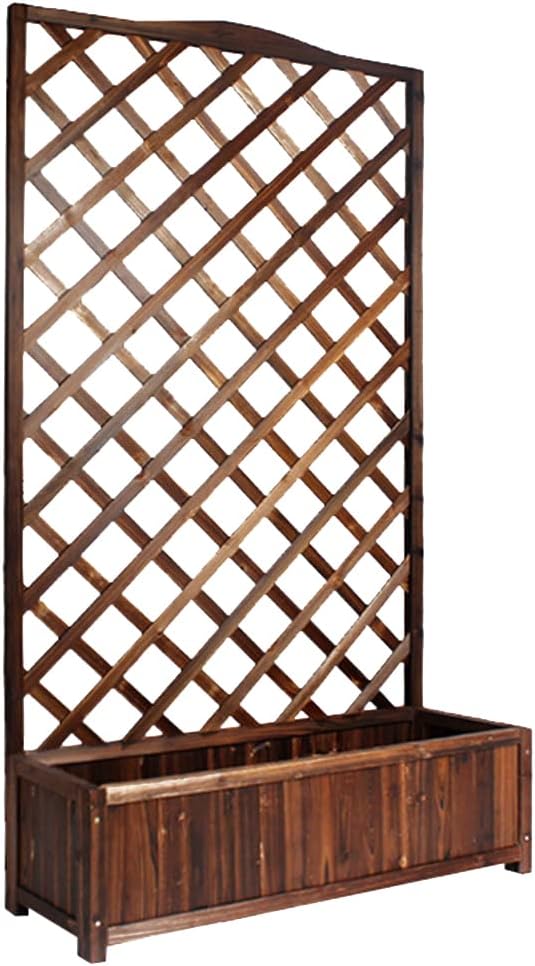Generic Wood Planter Raised Bed with Trellis Outdoor Natural Wooden Garden Bed Planter Box Kit for Vegetables Herbs Flowers Tomato And HerbsNatural90x35x120cm