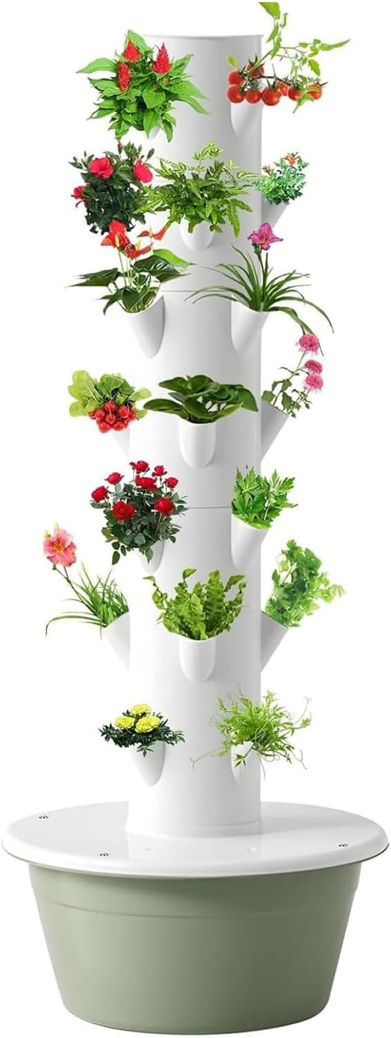 Hydroponics Growing System Plant Indoor Tower with Pump System Plants Germination Kit Vertical Hydroponic System for Gardening Lover (No Seed)7 Layer
