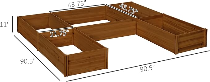 Outsunny 7.5x7.5ft DIY Raised Garden Bed Large Wooden Planter Box with 5 Compartments for Outdoor Plants Vegetables Flowers Herbs Easy Assembly Brown