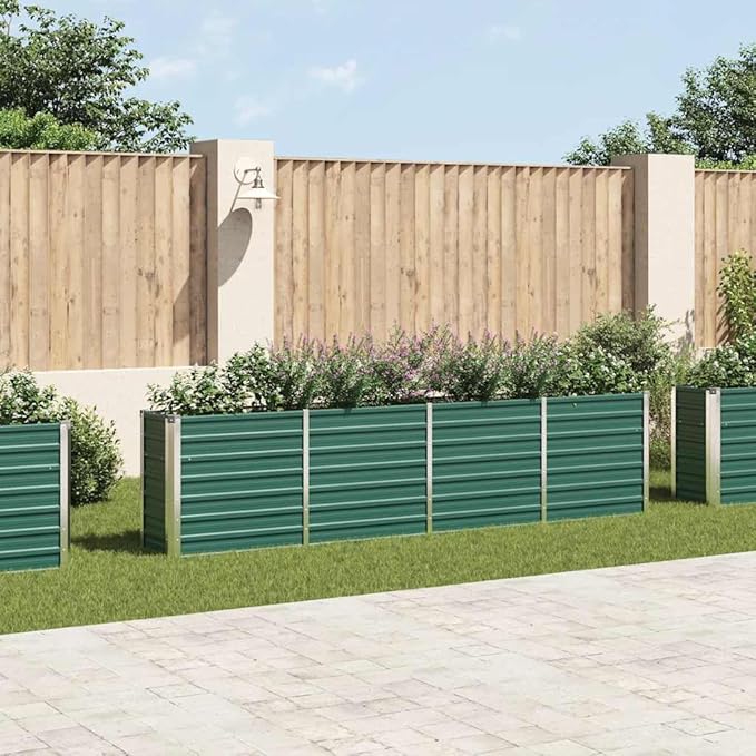 Raised Garden Bed Outdoor planters Planter Boxes Outdoor Garden Bed Suitable for Backyard Flowers Restaurants Patios 126x15.7x30.3 Galvanized Steel Green