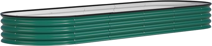 8x2x1ft Galvanized Raised Garden Bed 9-in-1 Outdoor Metal Raised Planter Box Oval for Vegetable Flower Backyard and Patio Green