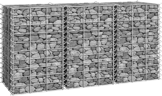 SKM Gabion Raised Beds 3 pcs 11.8x11.8x19.7 Iron (5.85 KG/12.87 LBS)