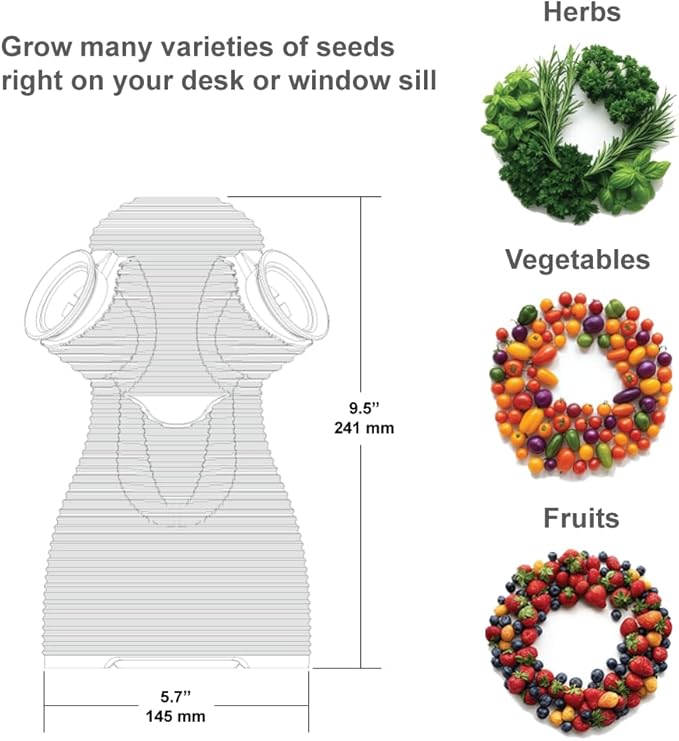 Indoor Desktop Hydroponics Tower System Growing Kit Perfect for Edible Flowers Herbs and Vegetables for Homes Offices Apartments and Studios.