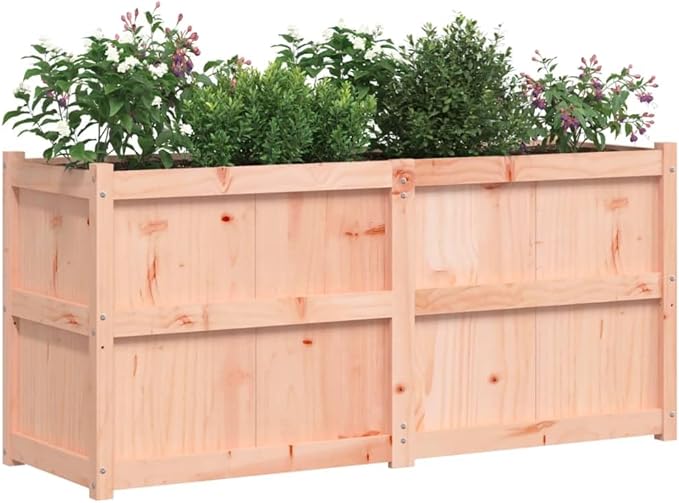 Extra Large Garden Planter Solid Douglas Fir Wood Untreated Rustic Finish 59.1in Rectangular Raised Garden Bed for Outdoor Plants Patio Balcony