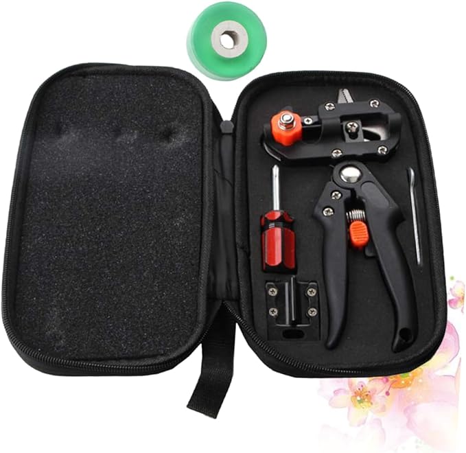 Professional Tree Grafting Tool Kit Durable Pruning Shears with Blade for Efficient Plant Grafting Black Garden Tool Set Cloth Bag for Gardeners