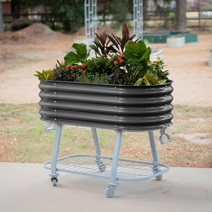 Vego garden 2' x 4' Raised Garden Bed with Legs and Wicking Cell System - S Series Perfect for Gardening Vegetables Herbs &amp Flowers - Outdoor &amp Indoor Elevated Planter Box -Modern Gray