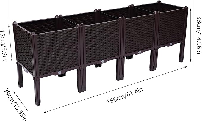 4 Pack Raised Garden Beds Planter Garden Boxes Outdoor Gardening Planter with Legs Gardening Planter Raised Bed Flower Bed Kit for Vegetables Flowers Fruits Herbs Planting (15x15x14.9inch)