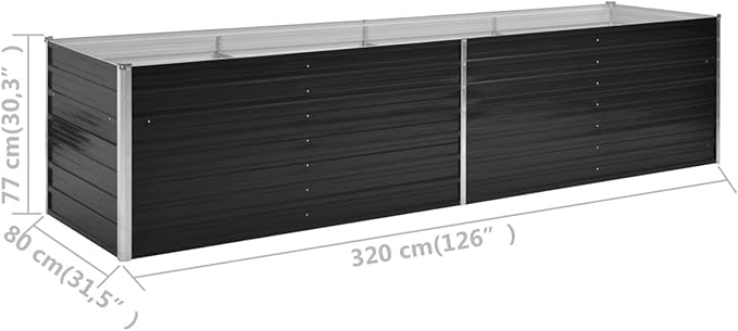 Raised Garden Bed Large Capacity Galvanized Steel Planter Box 126 x 31.5 x 30.3 in for Outdoor Vegetables Herbs and Flowers
