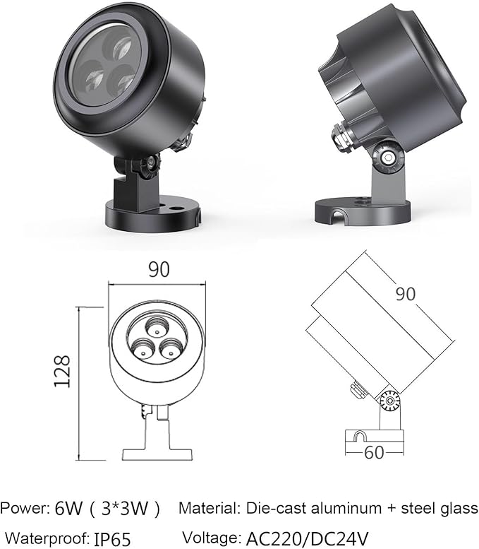Outdoor LED Spotlight - Landscape Lamp 220V IP65 Waterproof Lawn Projector Floodlight Tree Lighting for Hotel Exterior Wall Contouring Landscaping Projects(B-White Light3 * 3W)