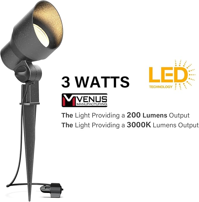 VENUS MANUFACTURING 18PK Outdoor Low Voltage Landscape Lights Kits with 12 Pack 3 Watt 200 Lumen LED Pathway Lights &amp 6 Pack 3 Watt 200 Lumen LED Spotlight for Garden Sidewalk Yard