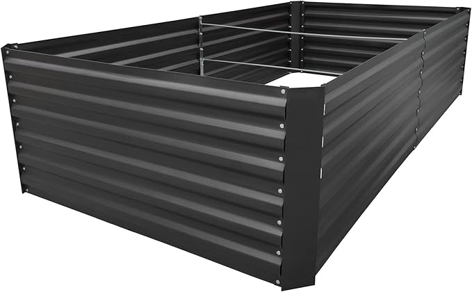8x4x2FT Metal Raised Garden Bed Kit Galvanized Outdoor Garden Bed Planter Box for Vegetables Flowers Herbs Succulents and More Black