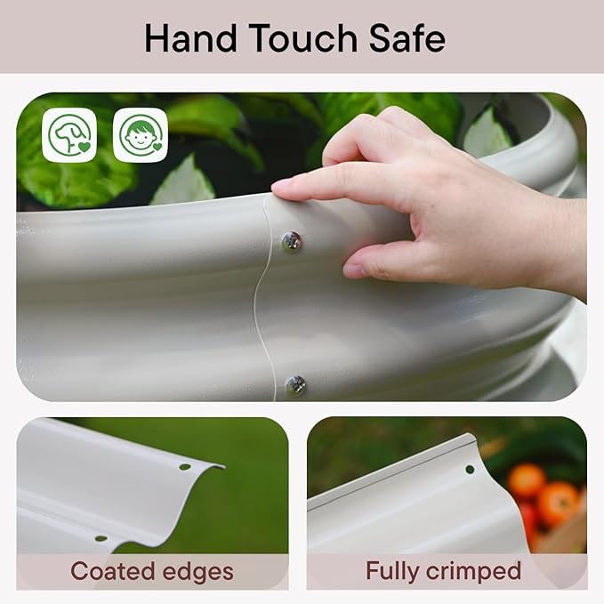 2-Pack Galvanized Raised Garden Bed 8x4x1 | 10x2x1 ft 12 Tall Metal Planter Box for Outdoor Plants Modular Raised Flower Bed Rust Resistant Coating Long Planter for Vegetable - Sand Beige