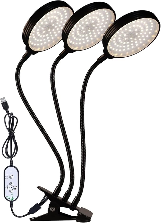1-4 Heads LED Grow Light Full Spectrum Clip Plant Growing Lamp 5-Segment Dimming Mode 3 Fill Light Conversion Modes 4/8/12H Timer Idea for Small Plant Light (Size : 2pcs) ()