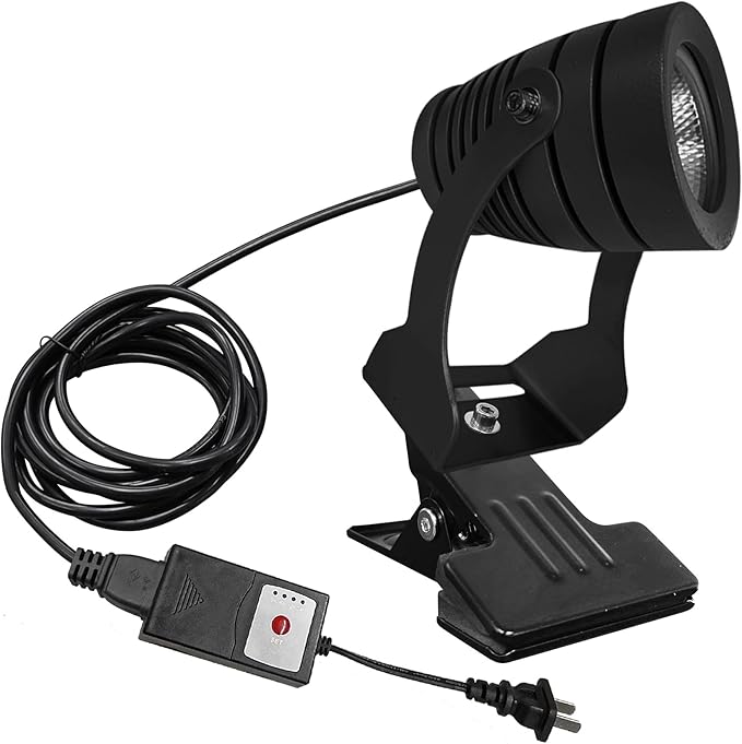 Kiven IP65 Waterproof LED Landscape Clamp Light Mini Decorative Spotlight Lamp with Plug-in Cord and Timer for Indoor Outdoor Yard Step Statue LED Lawn Light (8W Cool White)